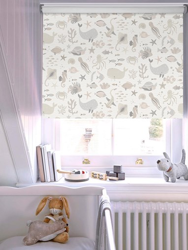 Under The Sea Natural Cordless Spring Loaded Roller Blind