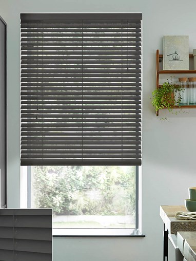 Anthracite Grey Real Wood Venetian Blind