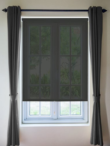 Black Sheer Cordless Spring Loaded Roller Blind