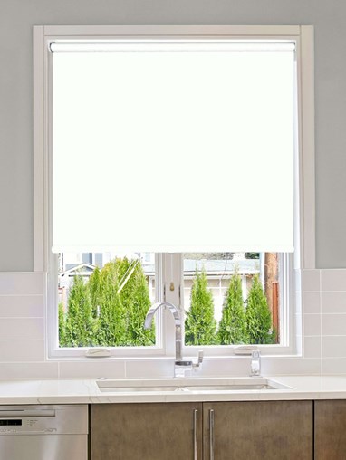 White Blackout Cordless Spring Loaded Roller Blind