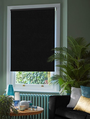 Linen Black Blackout Cordless Spring Loaded Roller Blind