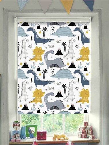 Designer Dinosaurs Cordless Spring Loaded Roller Blind