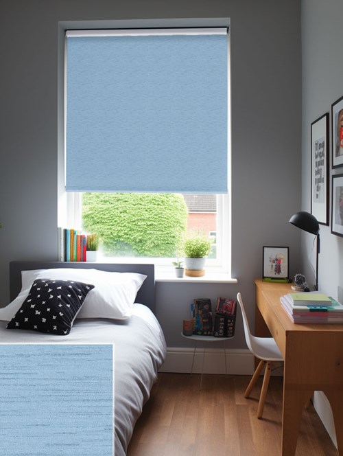 New York Cornflower Blue Blackout Thermal Roller Blind