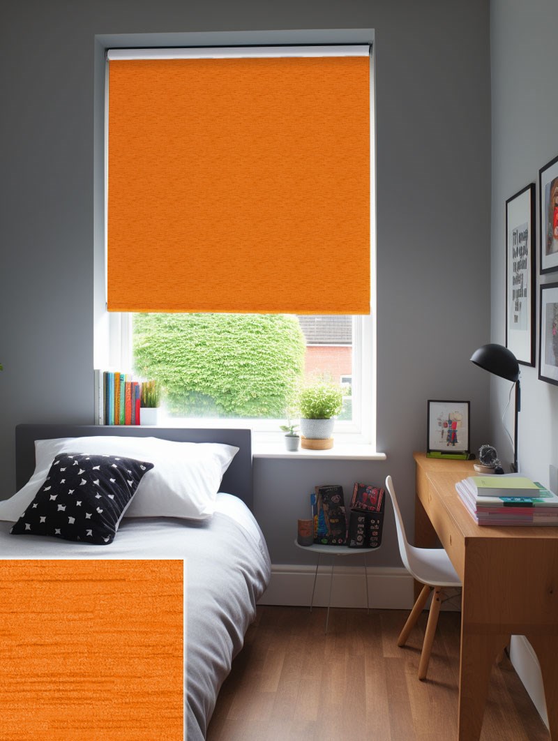 New York Tangerine Orange Blackout Thermal Roller Blind